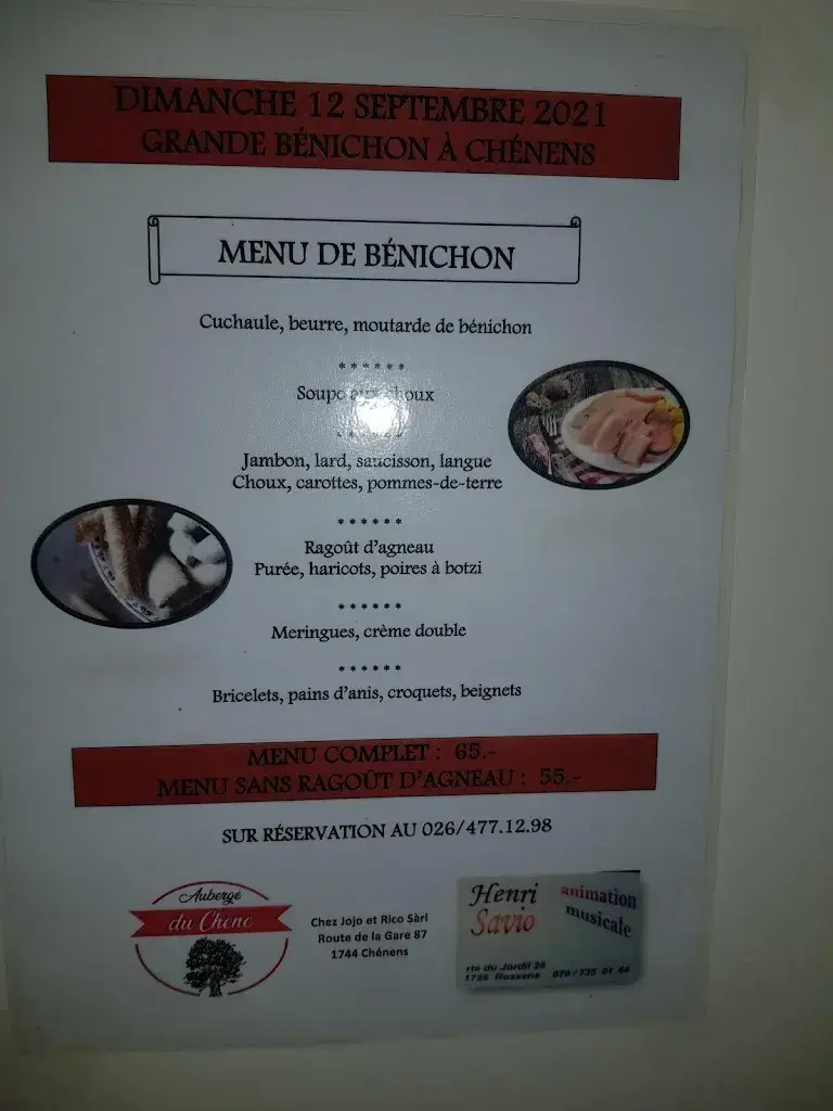 Menu_Auberge du Chêne_Chénens_image_1