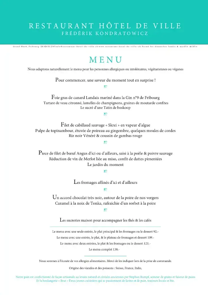 Hôtel de Ville restaurant à Fribourg