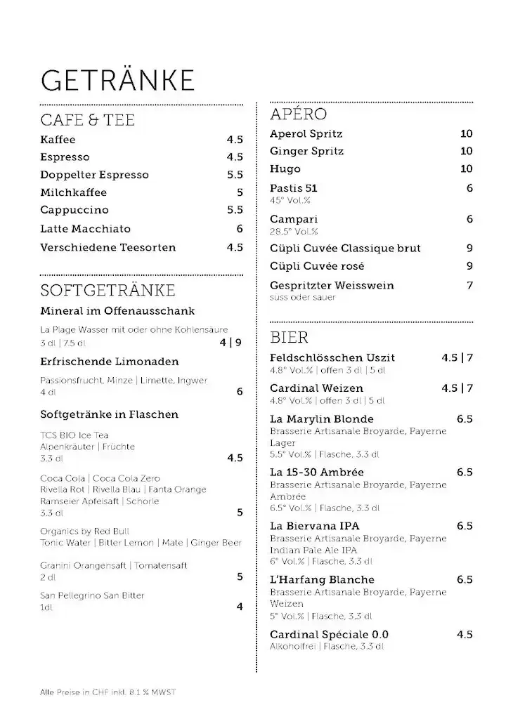 Menu_Restaurant La plage-snack-bar_Estavayer_image_1