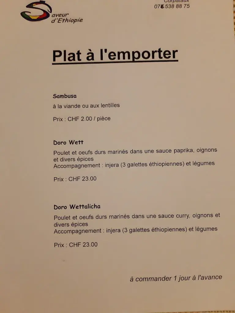 Saveur d'Éthiopie restaurant à Corpataux-Magnedens