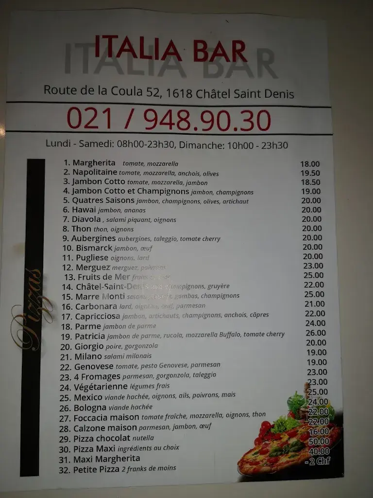 Menu_Restaurant Italia Bar_Châtel-Saint-Denis_image_2