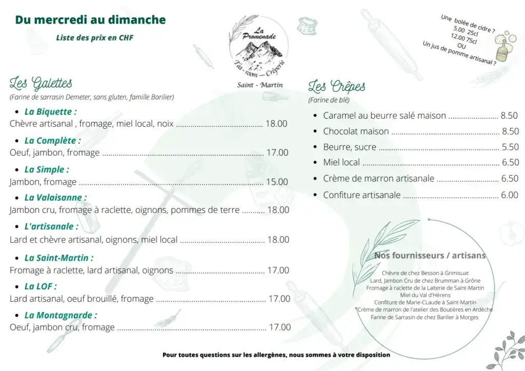 Tea-Room-Crêperie La Promenade Sàrl restaurant in Saint-Martin