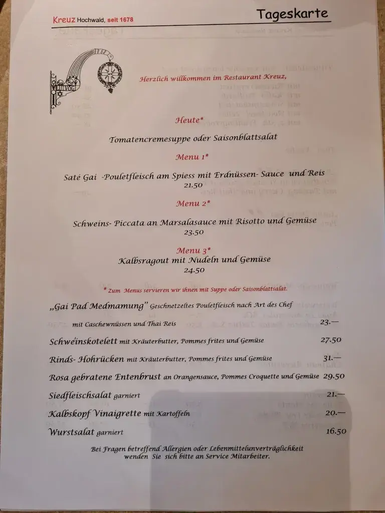 Menü_Restaurant Kreuz_Hochwald_Bild_2