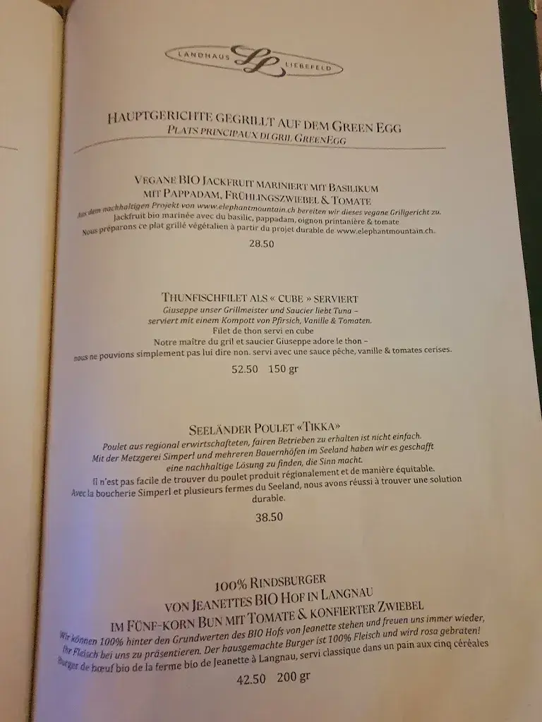 Menu_Restaurant Landhaus Liebefeld_Liebefeld_image_1