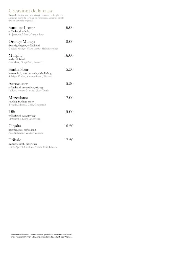 Menu_casanoa bar/bistro italiano_Solothurn_image_2