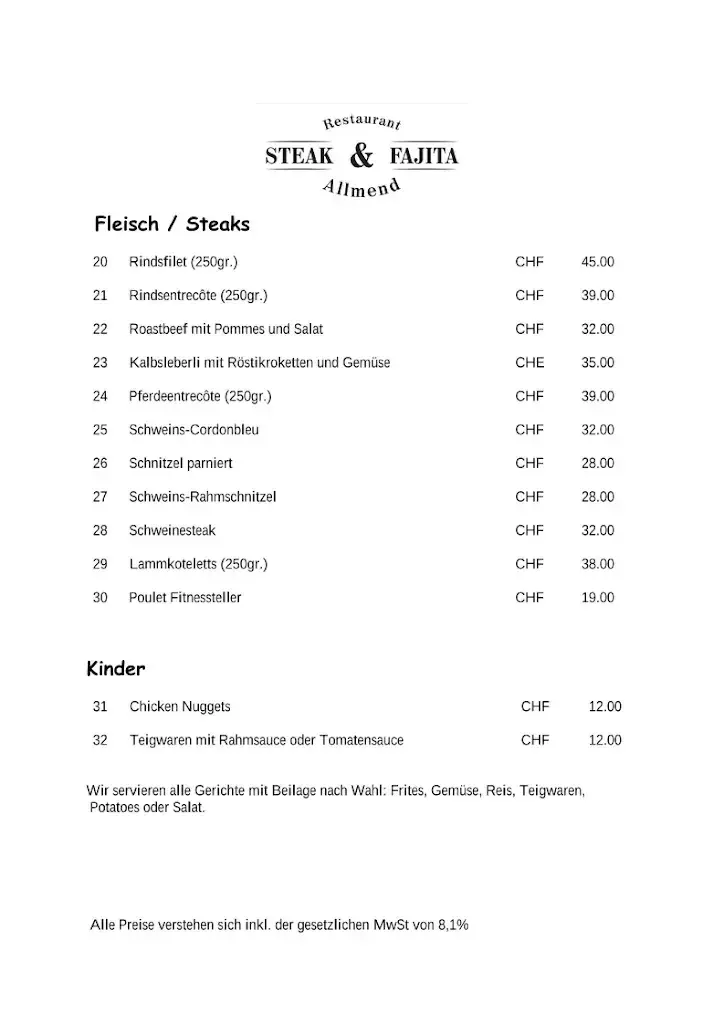 Menu_Restaurant Allmend Bellach_Bellach_image_2