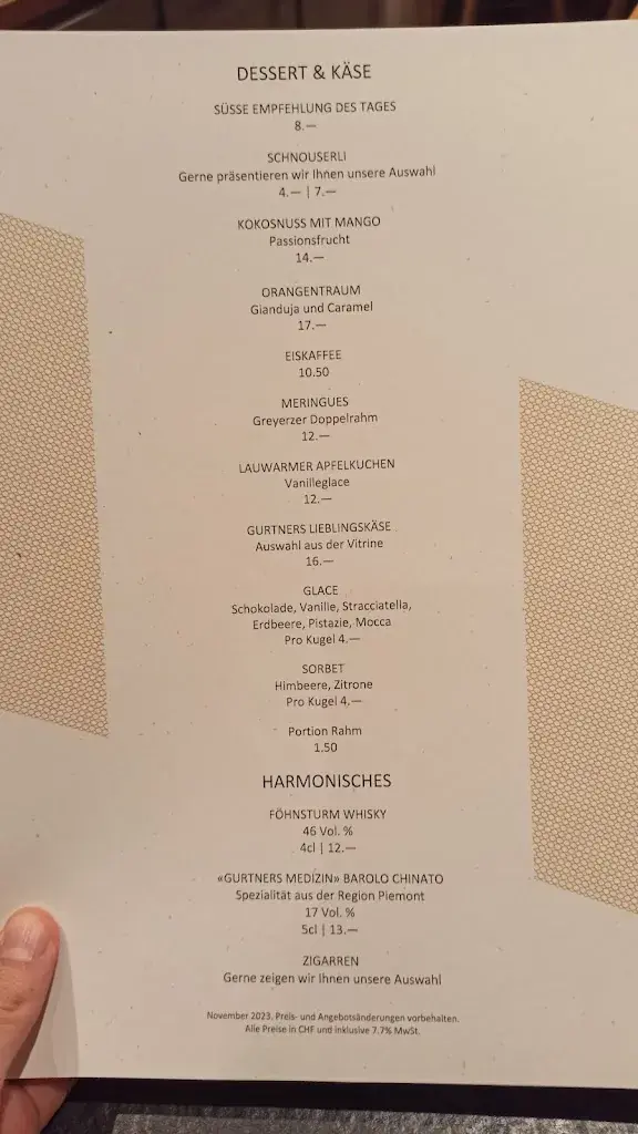 Menu_Restaurant Gurtners_Wabern bei Bern_image_3