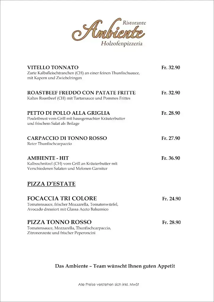 Menu_Ambiente – Ristorante Holzofenpizzeria - Bern_Bern_image_2