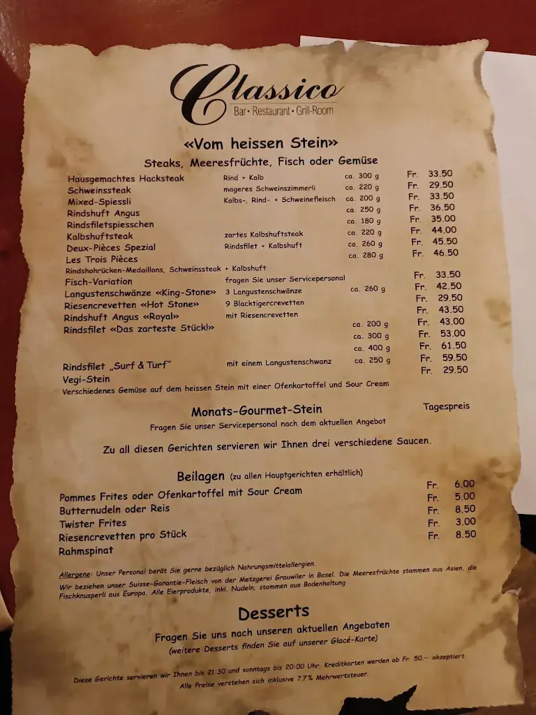 Restaurant Classico-steakhouse restaurant in Arlesheim