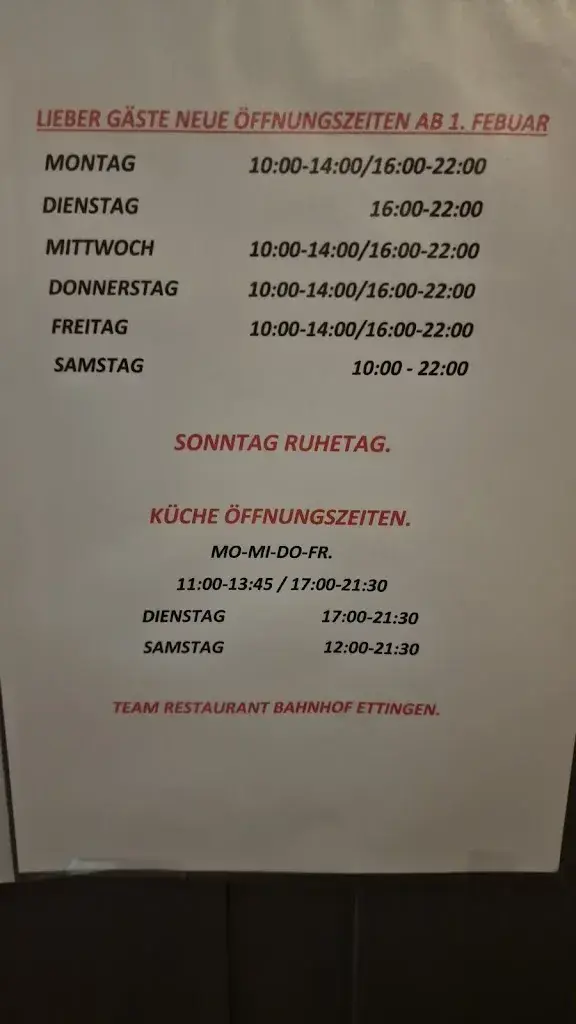 Bahnhofrestaurant Ettingen restaurant à Ettingen