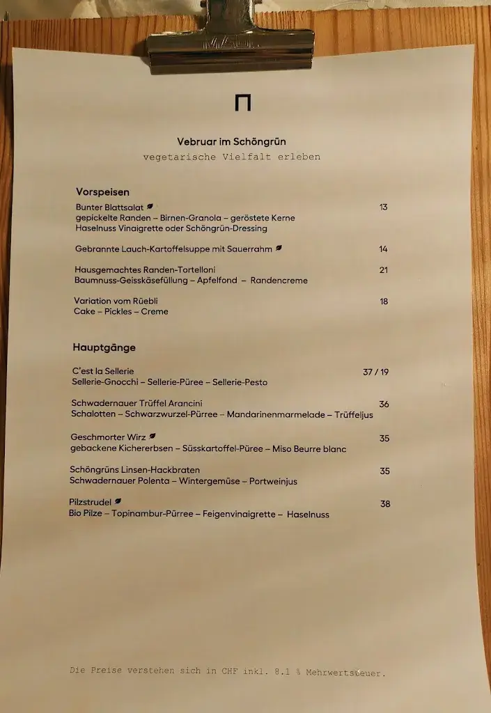 Menu_Restaurant Schöngrün_Bern_image_1