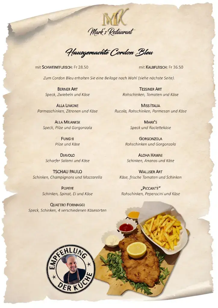 Menu_„Mark’s Restaurant Frenkendorf