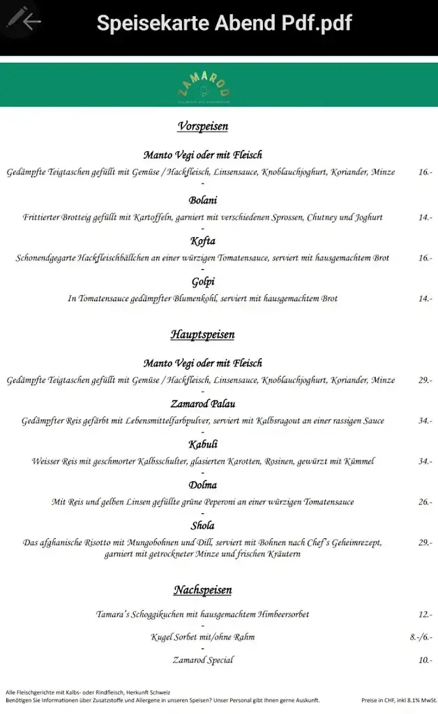 Restaurant Zamarod restaurant à Wabern bei Bern