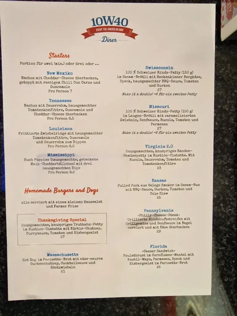 Menu_10W40 Bistro | Diner | Cake Escape_Füllinsdorf_image_1