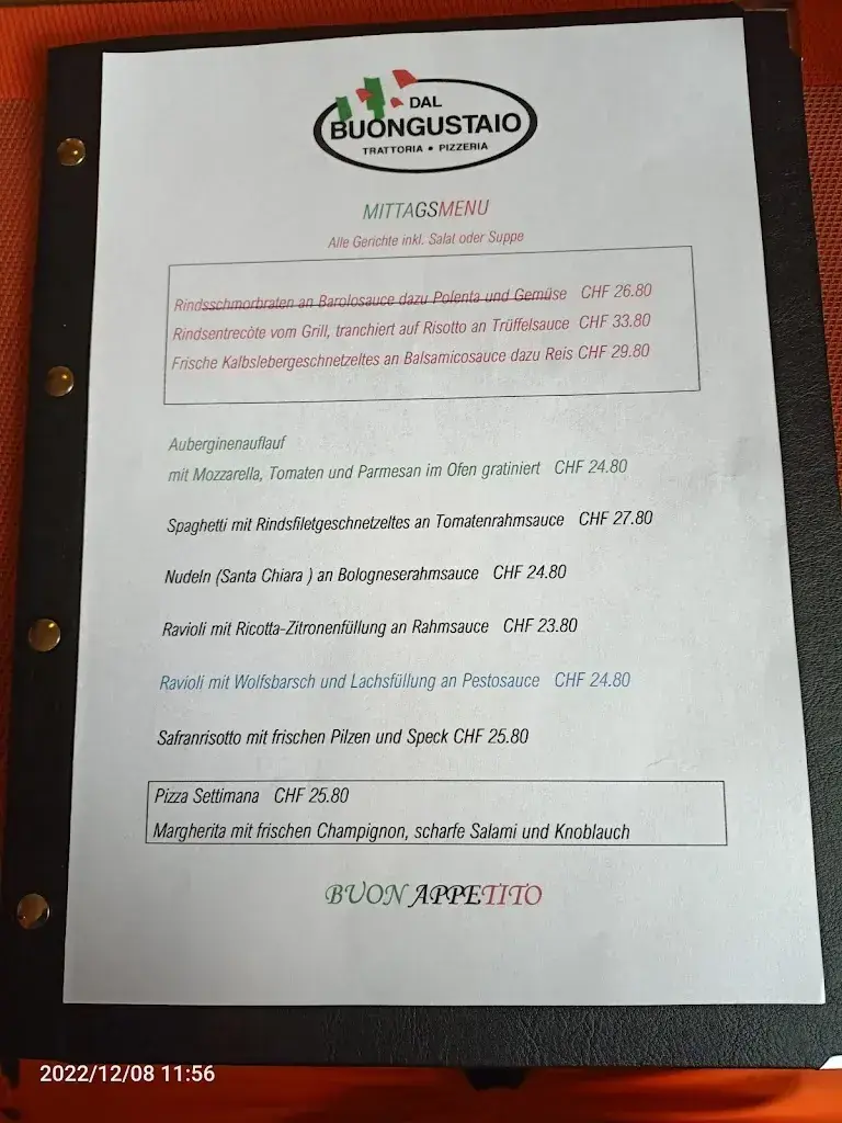 Menü_Trattoria Pizzeria Dal Buongustaio_Kilchberg_Bild_2