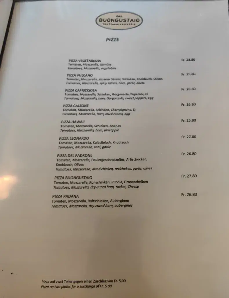 Menü_Trattoria Pizzeria Dal Buongustaio_Kilchberg_Bild_3