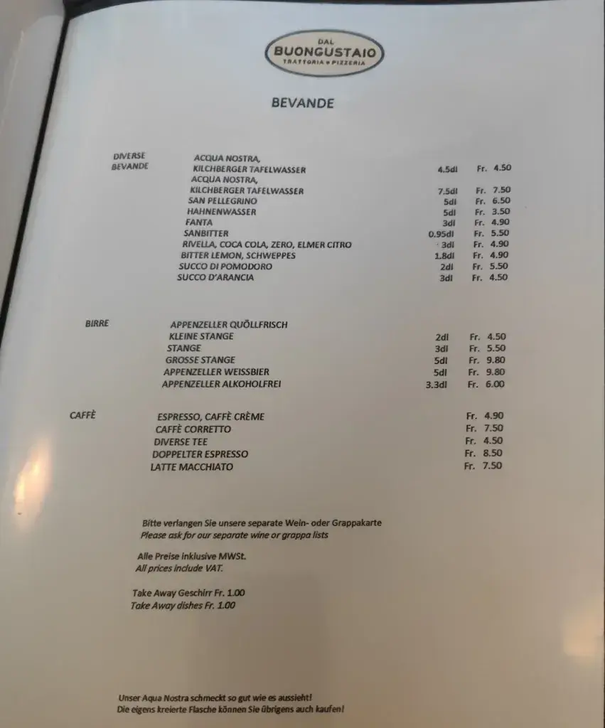 Menü_Trattoria Pizzeria Dal Buongustaio_Kilchberg_Bild_4