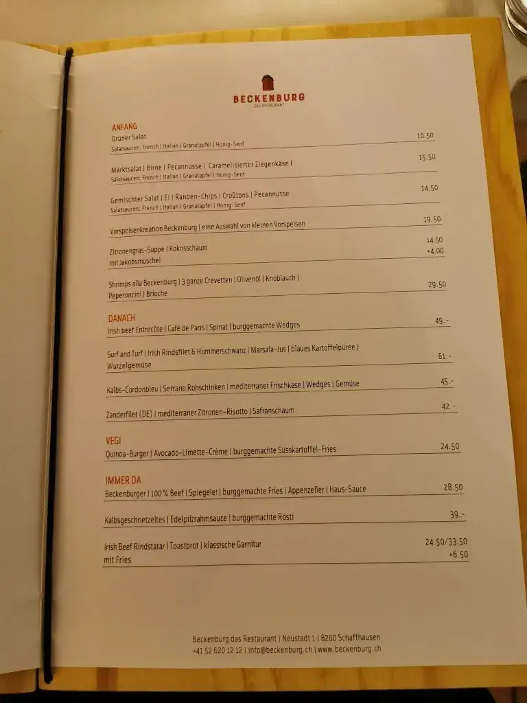 Menu_Beckenburg das Restaurant_Schaffhausen_immagine_3