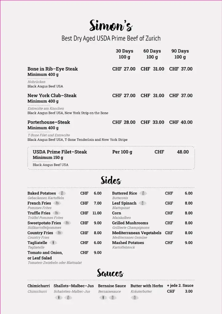 Simon's Steakhouse_Zürich_menu_image_1