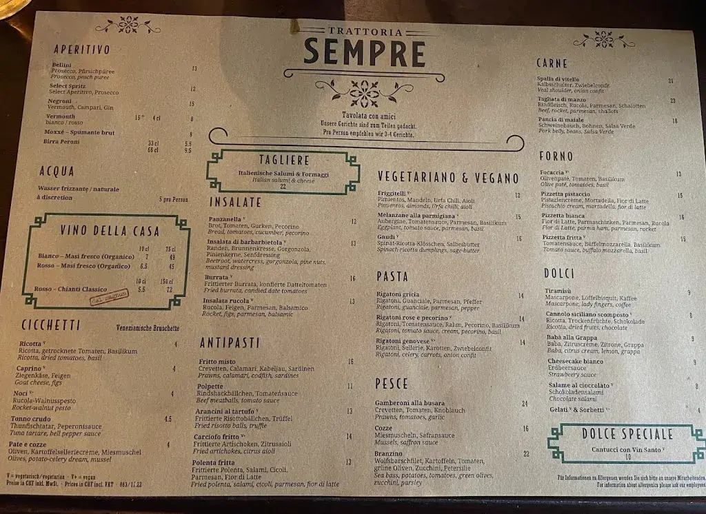 Menu_Trattoria Sempre Zürich_Zürich_image_2