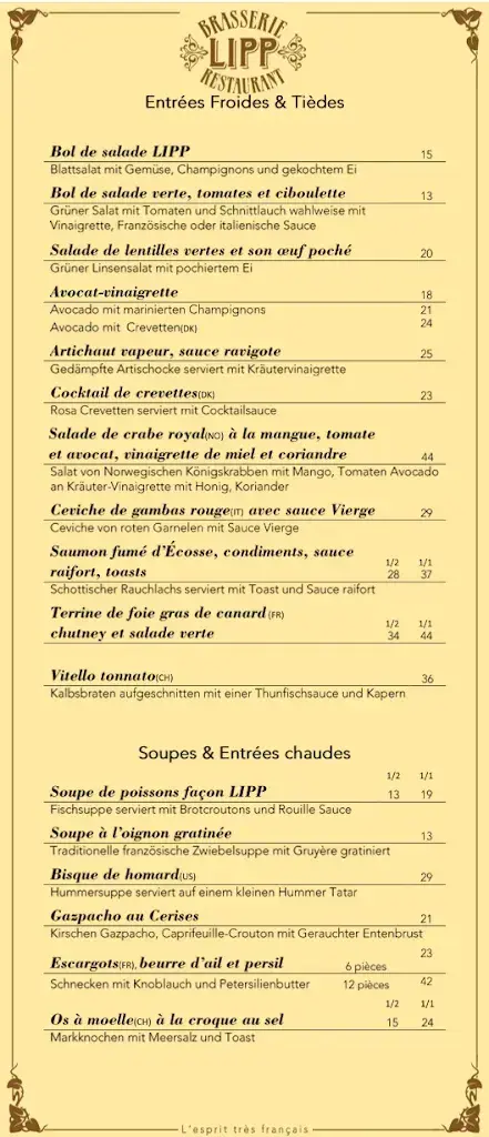 Menu_Brasserie Lipp_Zürich_imagen_2