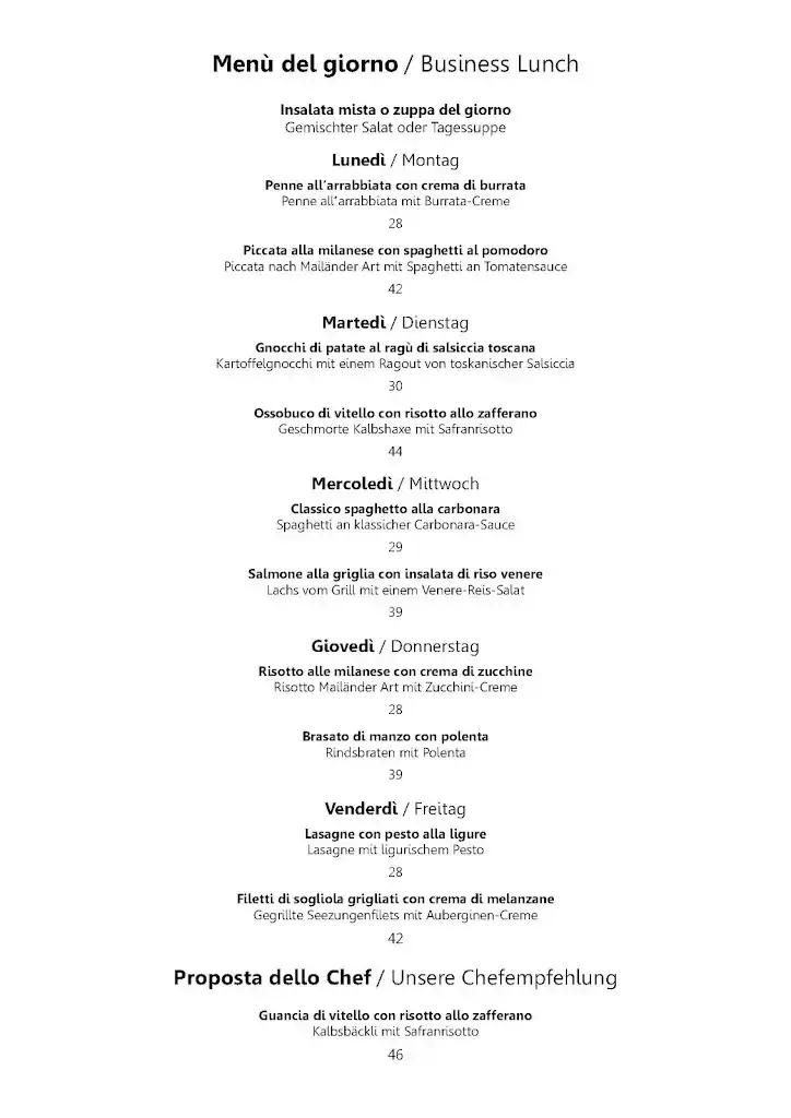 Menu_Klingler's Zürich_Zürich_image_2