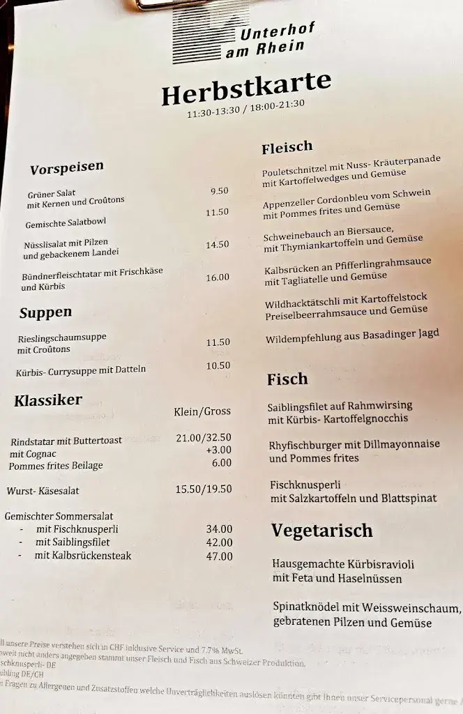 Unterhof Restaurant restaurante en Diessenhofen