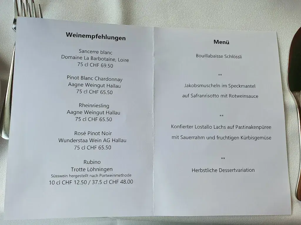 Menu_Castle Worth_Neuhausen am Rheinfall_image_3