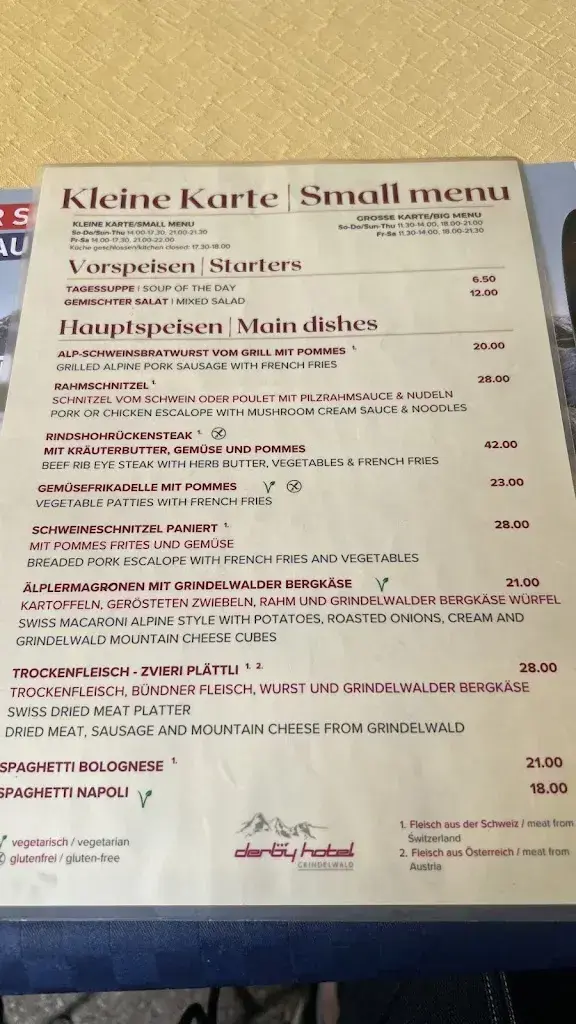Menü_Restaurant Föhrenstube + Gaststube Grindelwald_Grindelwald_Bild_3