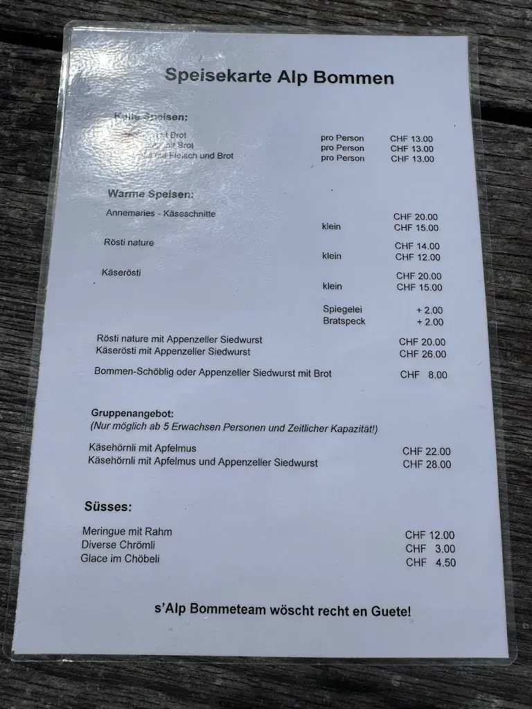 Alp Bommen restaurant à Schwende