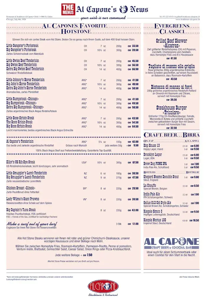 Menü_Restaurant St. Gallen - Al Capone_St. Gallen_Bild_3