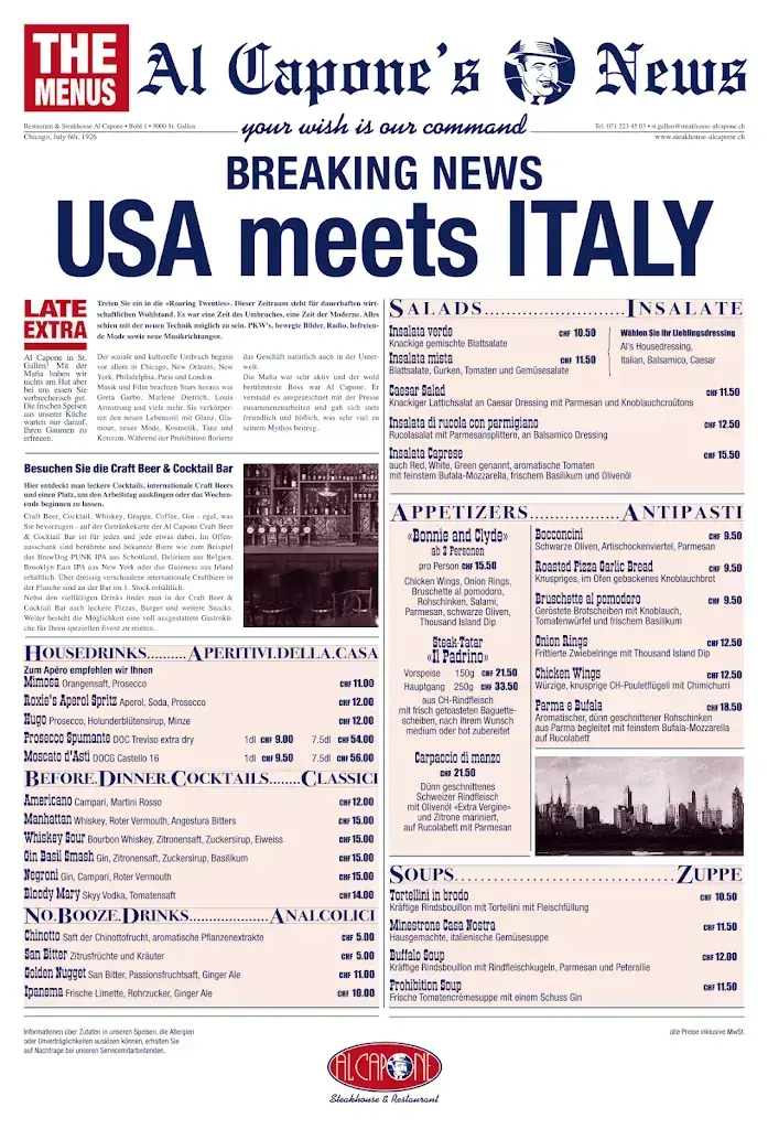 Menü_Restaurant St. Gallen - Al Capone_St. Gallen_Bild_4