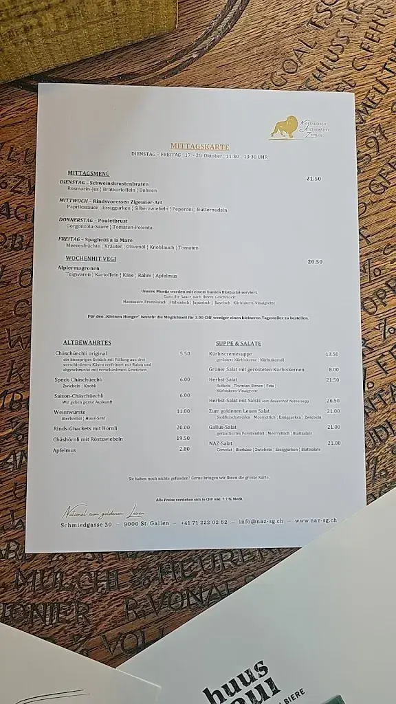 National zum goldenen Leuen restaurant in St. Gallen