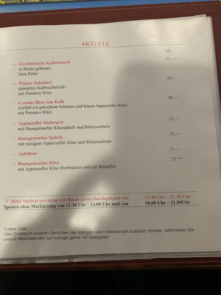 Menu_Restaurant Café Flade_Appenzell_image_4