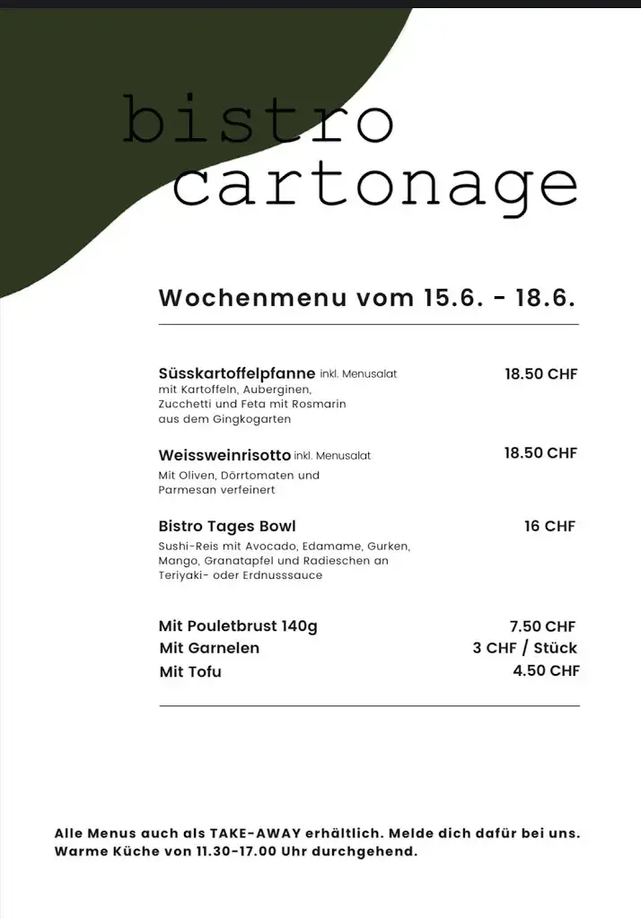 Bistro Cartonage restaurant in Amriswil