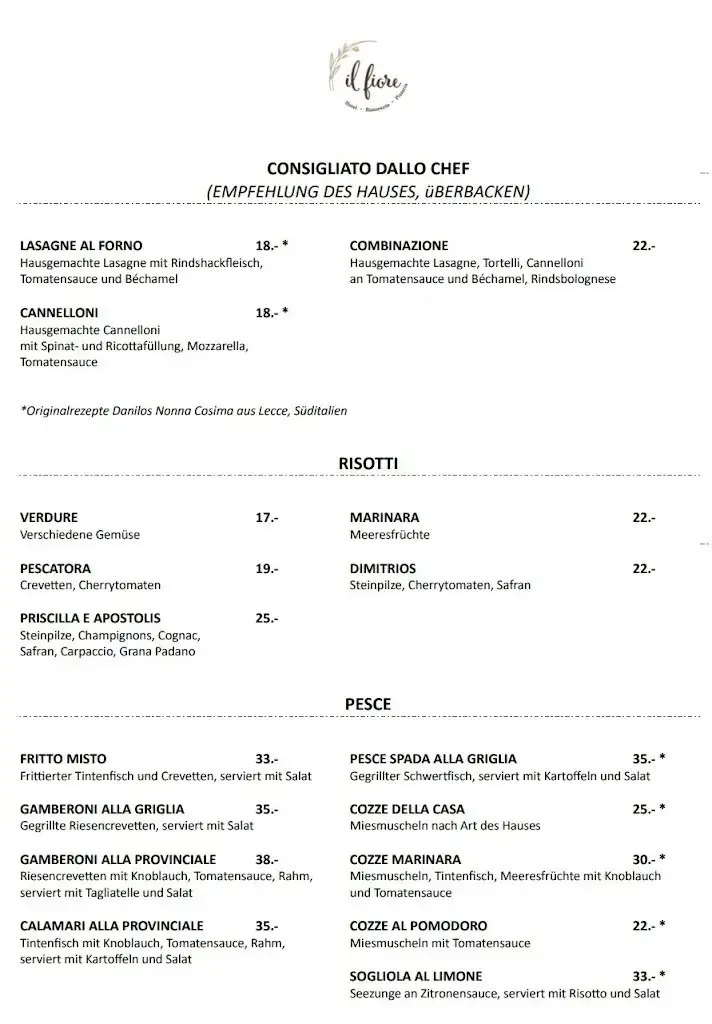 Menü_il fiore - Ristorante - Pizzeria - Hotel_Steinach_Bild_2