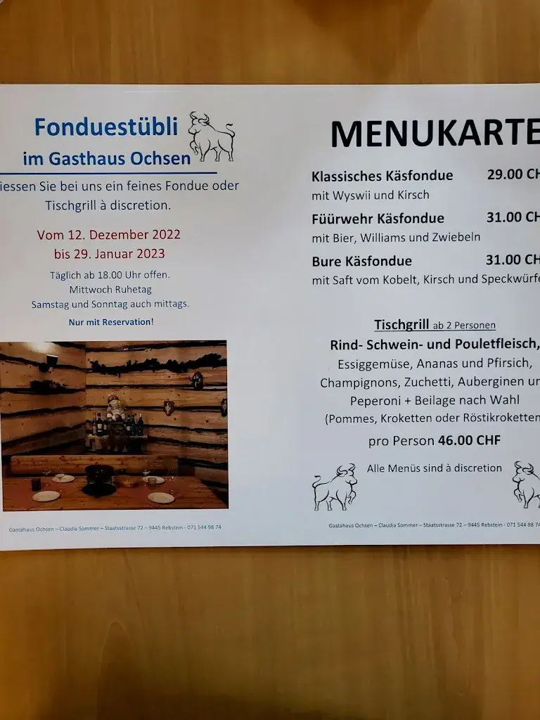 Restaurant Ochsen restaurant à Rebstein