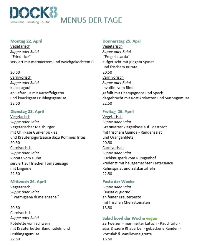 Menü_Dock8 | Restaurant–Beratung–Kultur_Bern_Bild_1