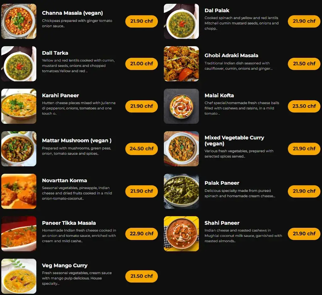 Restaurant India4U_Bern_menu_image_1