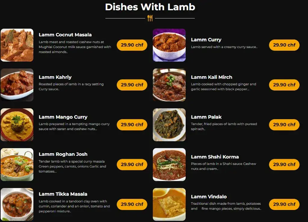 Menu_Restaurant India4U_Bern_image_3