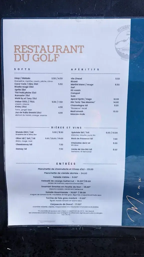 Menu_Restaurant du Golf - Villars-sur-Ollon_Villars-sur-Ollon_image_2