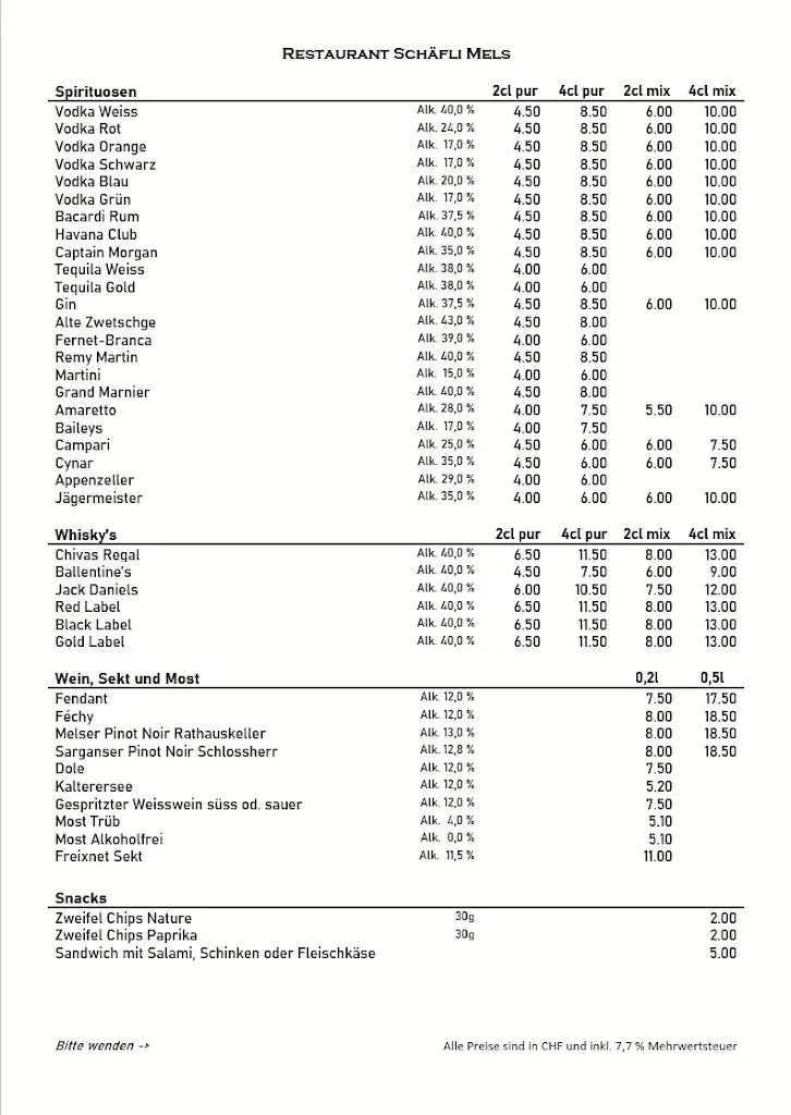 Menu_World Drives Association Hotel Rest. Schäfli_Mels_image_1