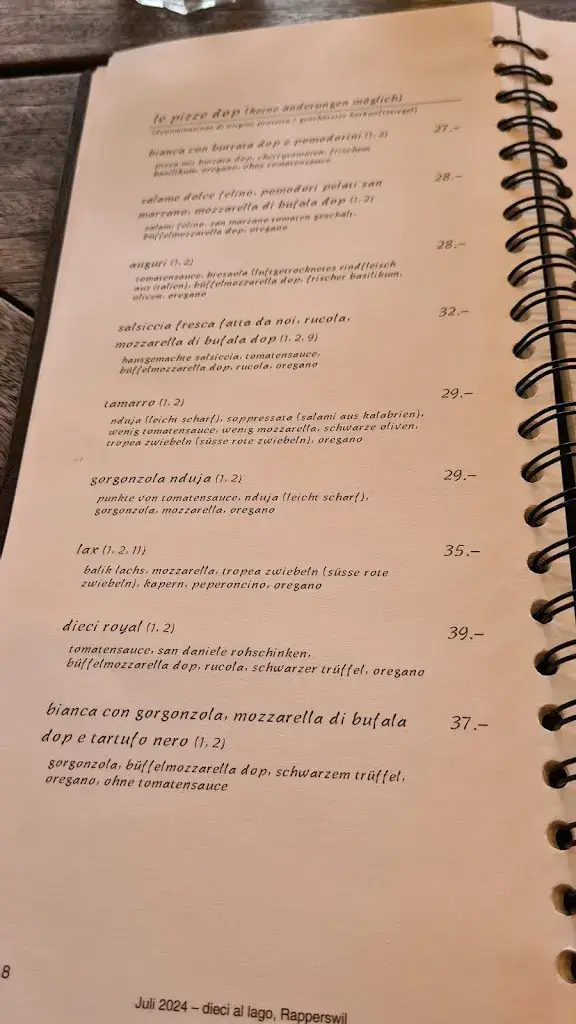 Menu_dieci Pizza&Pasta Restaurant Rapperswil_Rapperswil-Jona_image_1