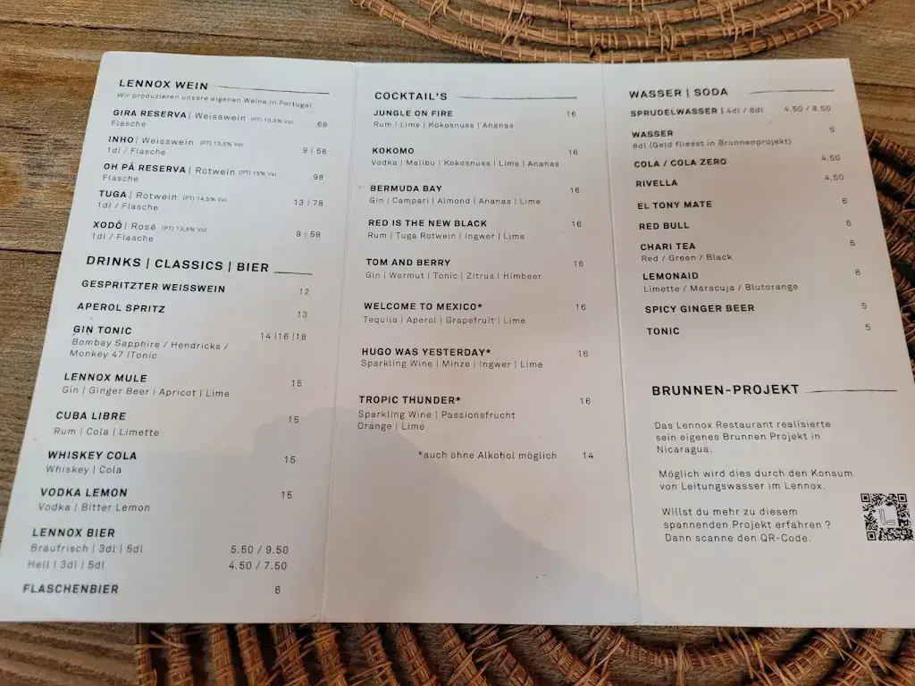 Menu_Lennox Restaurant Bar und Café_Rapperswil-Jona_image_1