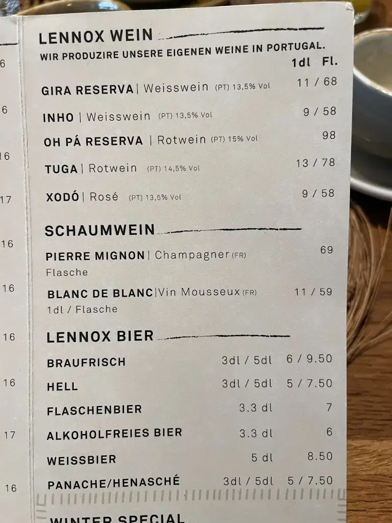 Menu_Lennox Restaurant Bar und Café_Rapperswil-Jona_image_2