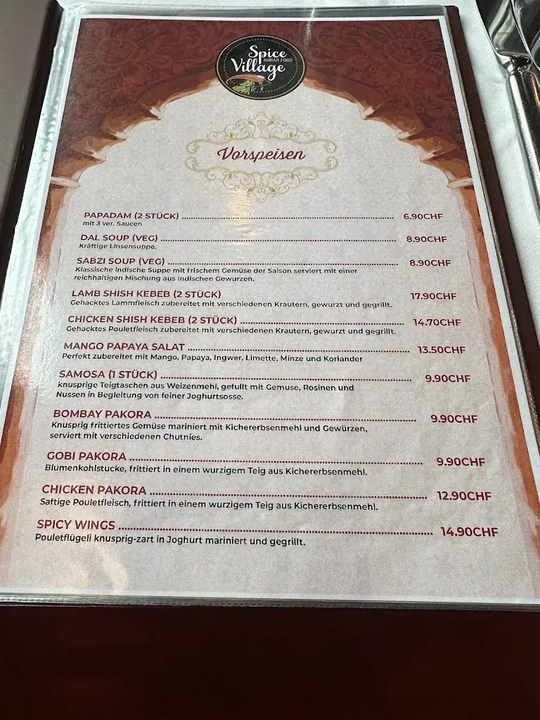 Menu_Spice Village- Restaurant Mannedorf, Halal_Männedorf_image_1