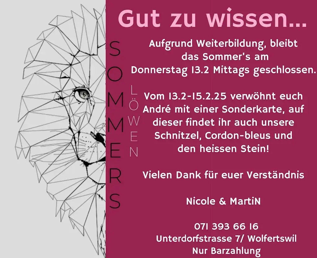 Sommer’s Löwen Wolfertswil restaurant in Wolfertswil