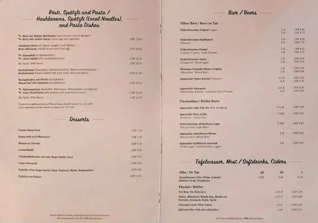 Menu_Rheinfelder Bierhalle_Zürich_imagen_2