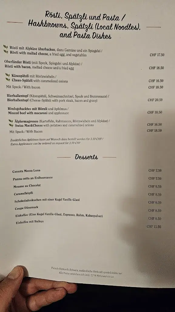 Menu_Rheinfelder Bierhalle_Zürich_imagen_3