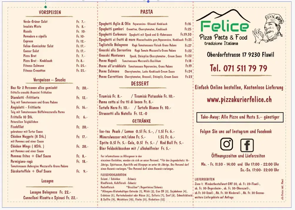 Menu_Pizzakurier Felice_Flawil_image_1